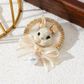 BROOCH ~ Cute Rabbit ~ Drip-Enamel, Alloy, Shiny Rhinestone Inlay, Faux Pearl, Ribbon Bow ~ Jewelry, Easter, Great Gift Idea, Magnetic Pin