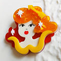 KINGSLAND NEEDLE MINDER ~ Red Head Fashionista Acrylic Needle Minder, Needle Dock, Multi-Dimensional, Magnet, Needleminder