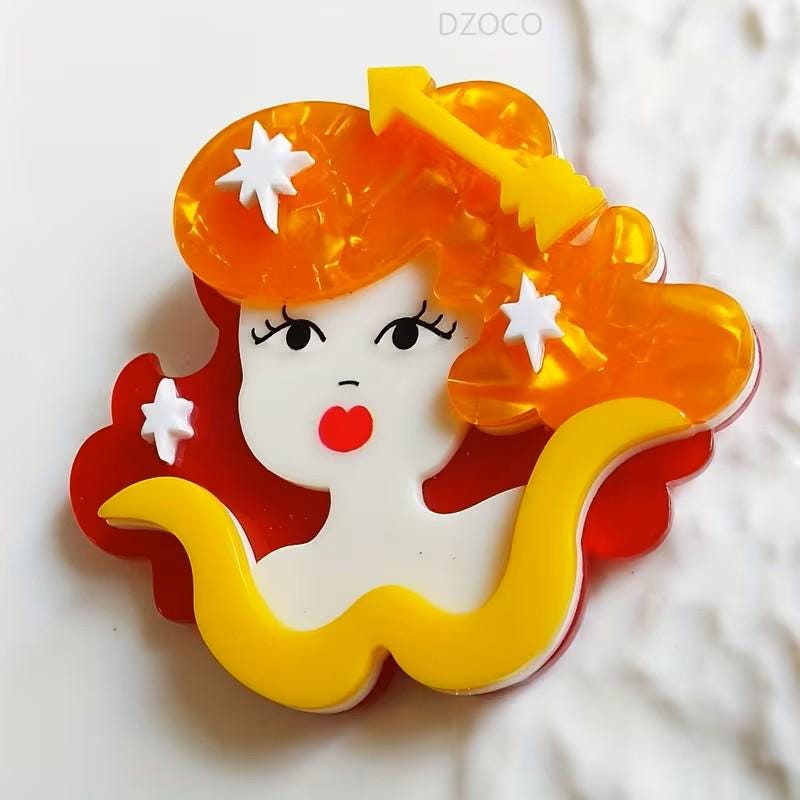KINGSLAND NEEDLE MINDER ~ Red Head Fashionista Acrylic Needle Minder, Needle Dock, Multi-Dimensional, Magnet, Needleminder