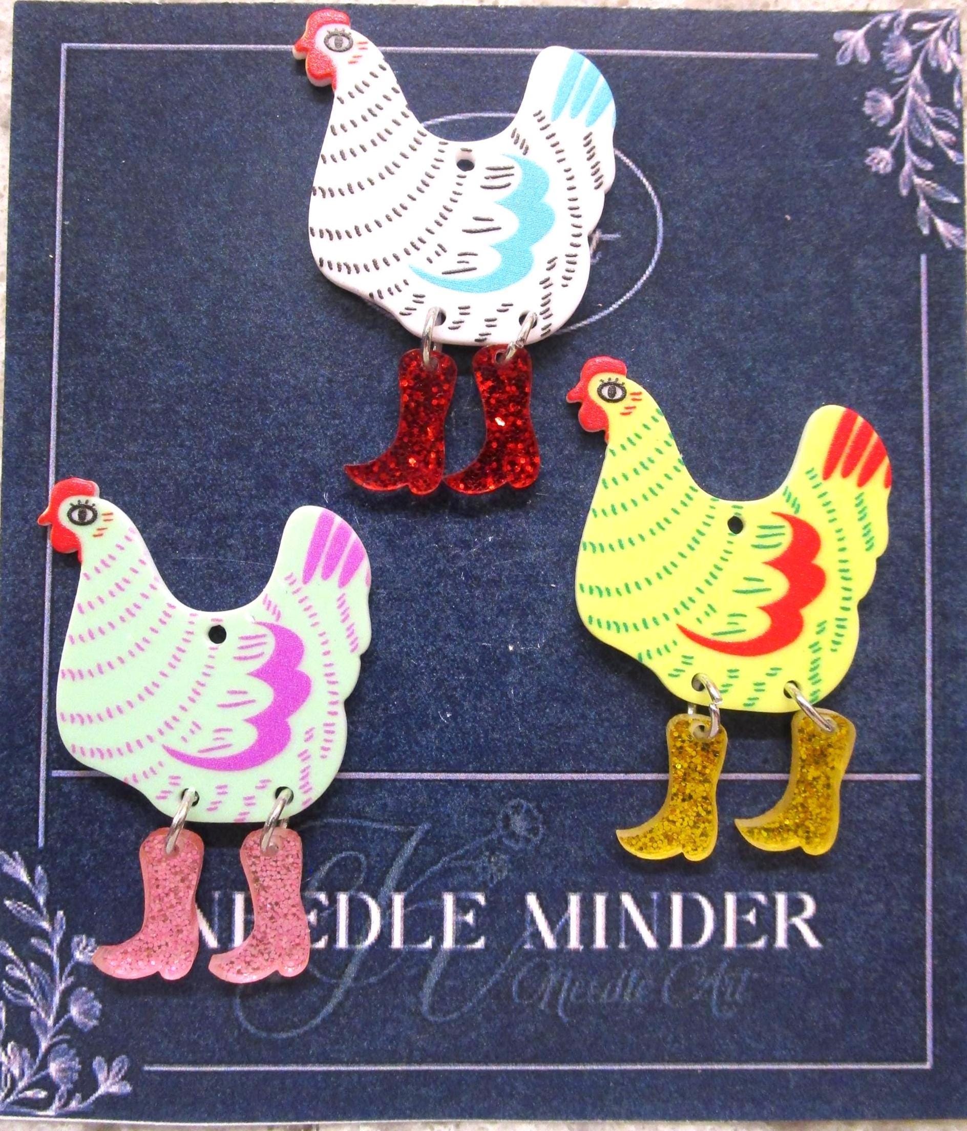 KINGSLAND NEEDLE MINDER ~ Rooster / Chicken with Cowboy Boots Needle Minder, Needle Dock, Needle Nanny, Resin, Magnet, Needle Garage
