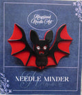 KINGSLAND NEEDLE MINDER ~ Halloween Red & Black Bat Acrylic Needle Minder, Needle Dock, Multi-Dimensional, Magnet, Needle Garage