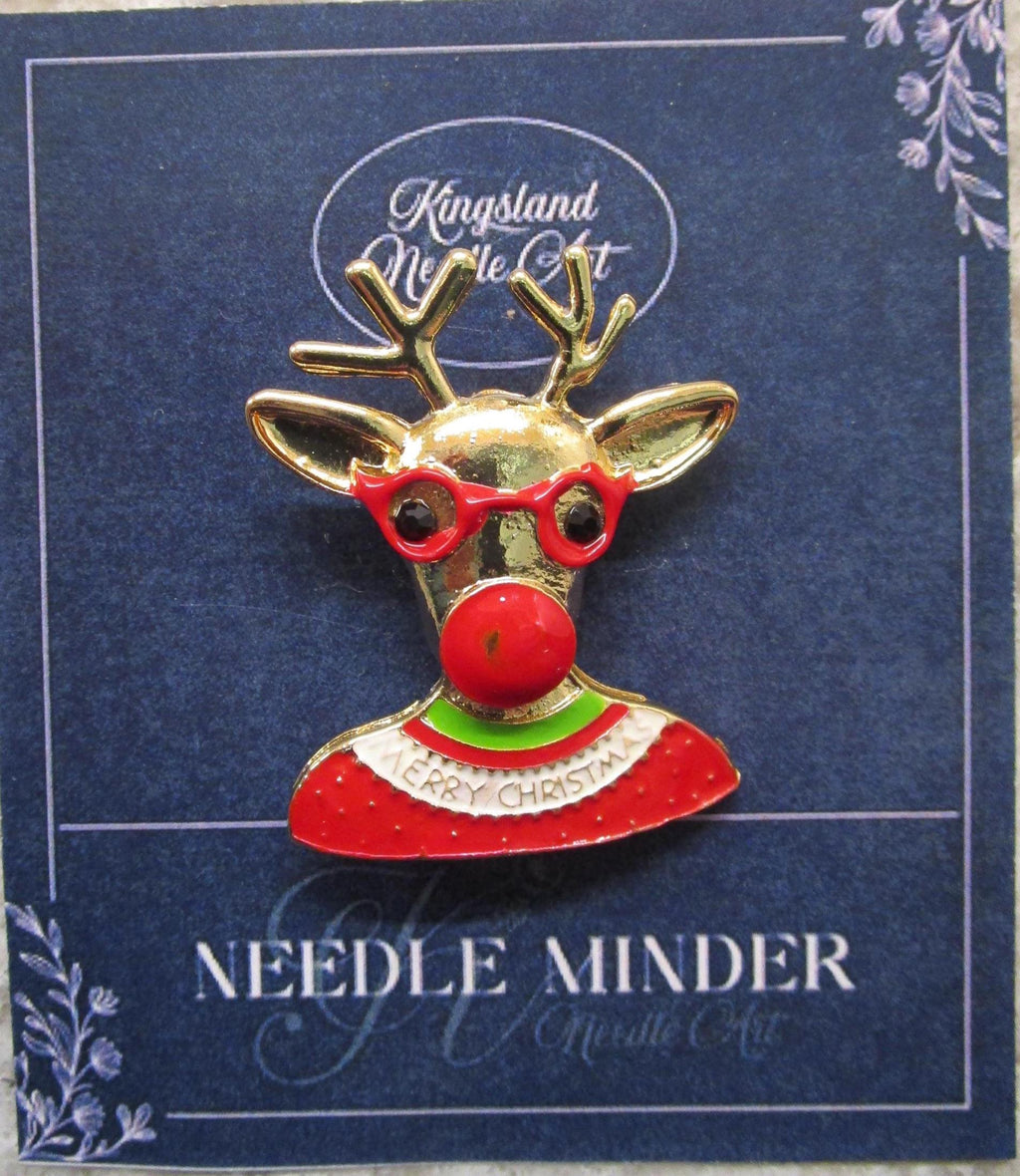 KINGSLAND NEEDLE MINDER ~ Rudolf Red Nose Reindeer Needle Minder, Needle Dock, Needle Nanny, Canvas Magnet, Needle Garage, Needleminder