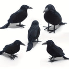 Halloween Decor - Realistic Black Feathered Crows - Lifelike Birds ~ Feather Foam-Filled Fabric ~ Set of 3 ~ Halloween Decorations H102