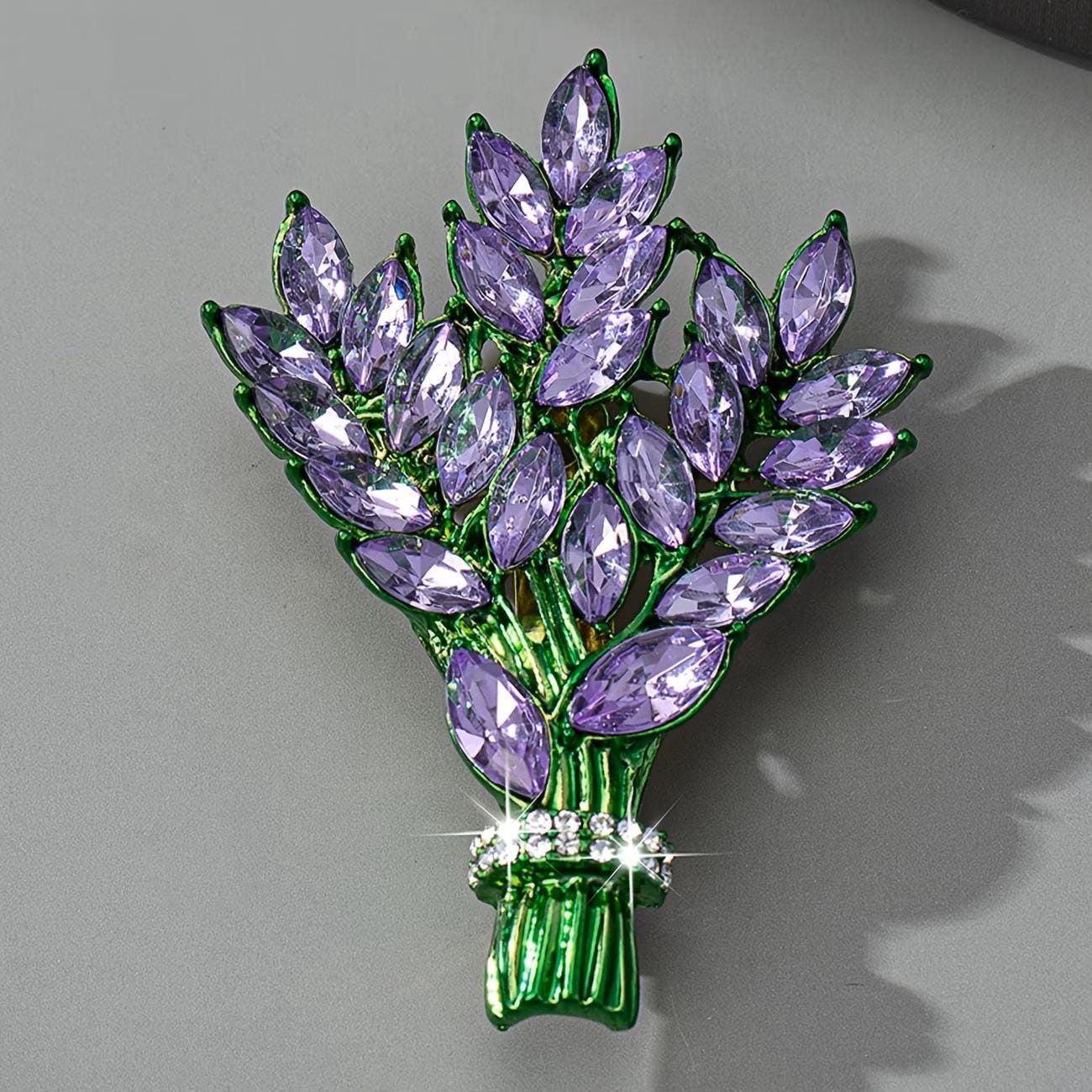 BROOCH ~ Lavender Crystal Brooch ~ Gold Tone ~ Jewelry, Holidays, Great Gift Idea, Pin