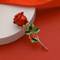 BROOCH ~ Elegant Red Rose Brooch ~ Gold Tone & Rhinestones ~ Jewelry, Valentine's Day, Holidays, Great Gift Idea, Pin