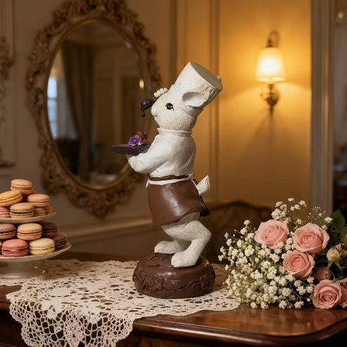 Easter Decor - French Country Chocolate Themed Chef Rabbit - 8"x 3" ~ Free Shipping ~ Easter Decorations E102