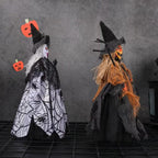 Halloween Decor - Pumpkin & Ghost Doll Ornaments on Metal Stand ~ Halloween Decorations H106