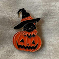 KINGSLAND NEEDLE MINDER ~ Halloween Black Cat Pumpkin Needle Minder, Needle Dock, Enamel, Magnet, Needle Garage, Needleminder