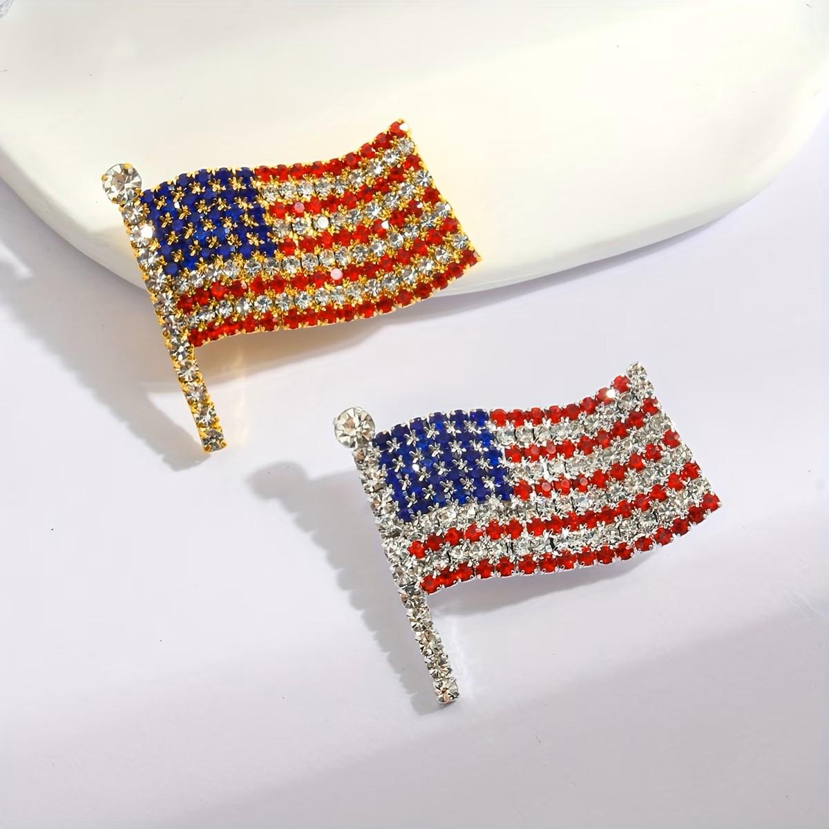 BROOCH ~ American Flag Rhinestone Brooch ~ Gold or Silver Tone ~ Jewelry, Holidays, Great Gift Idea, Pin