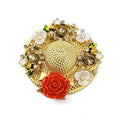 BROOCH ~ Beautiful Hat Crystal Brooch ~ Gold Tone ~ Jewelry, Holidays, Great Gift Idea, Pin