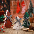 3 pc Set of Wooden Christmas Trees with Gingham Ribbon ~ Christmas Decor ~ New for 2026