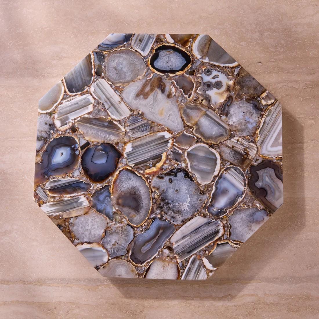 Sia Agate Tray ~ Functional Work of Art ~ Smooth Edges and Flawless Finish ~ 17" Diameter ~ Beautiful ~ Home Decor ~ New for 2026