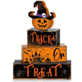 Halloween Decor - 4-Tier Wooden Blocks Trick or Treat ~ Halloween Decorations