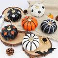 Halloween Decor - 6 Halloween Plastic Pumpkins ~ 3.5" x 3.1" ~ Indoor Halloween Decorations