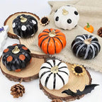 Halloween Decor - 6 Halloween Plastic Pumpkins ~ 3.5" x 3.1" ~ Indoor Halloween Decorations