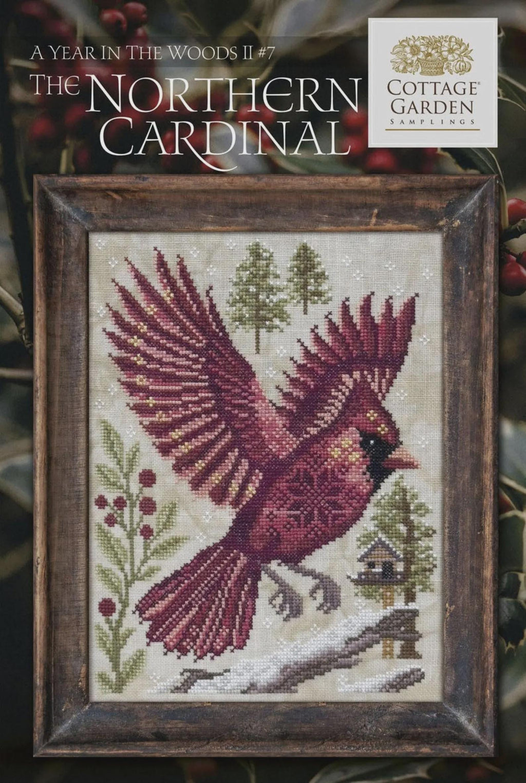 COTTAGE GARDEN SAMPLINGS "The Northern Cardinal" Counted Cross Stitch Pattern, A Time For All Seasons Series #7, Pattern Only
