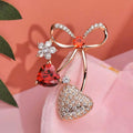 BROOCH ~ Heart Shaped Brooch ~ Gold Tone & Rhinestones ~ Jewelry, Valentine's Day, Holidays, Great Gift Idea, Pin