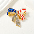 BROOCH ~ American Flag Bow Brooch ~ Gold Tone & Rhinestones ~ Jewelry, Holidays, Great Gift Idea, Pin