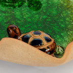 Hand-Made Ceramic Lotus Leaf Tray with Two Turtles ~ Artisan Thai Pottery ~ 6" wide, 2" Deep ~ Beautiful Hand Sculpted ~ Home Decor ~ KT108M