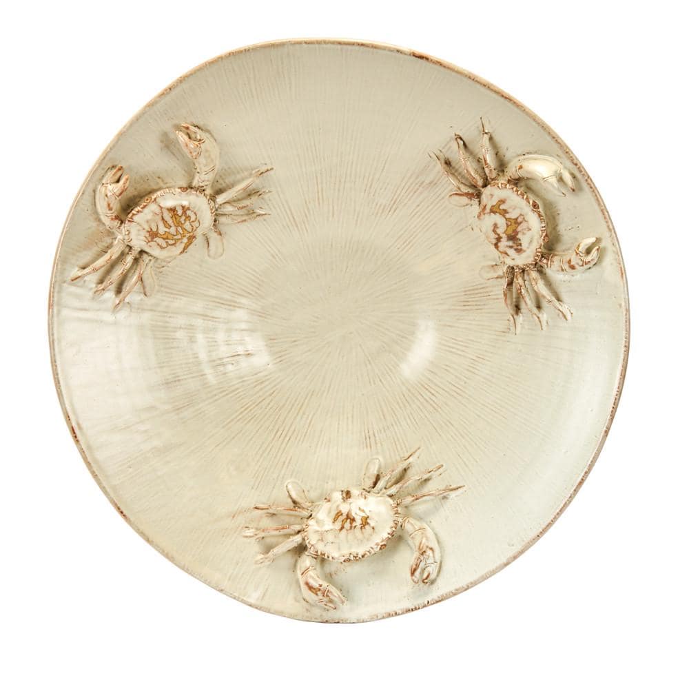 Hand-Made Ceramic Crab Bowl Platter ~ Artisan Thai Pottery ~ 19" wide, 6" deep ~ Beautiful Hand Sculpted ~ Home Decor ~ KV159C