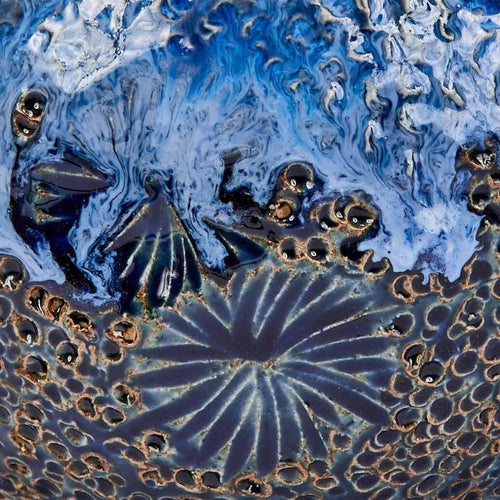One-Of-A-Kind Ocean Blue Sand Dollar Ceramic Vase ~ Artisan Thai Pottery ~ 4.5"x4.5"x5"H ~ Beautifully Hand Sculpted ~ Home Decor ~ KV222D