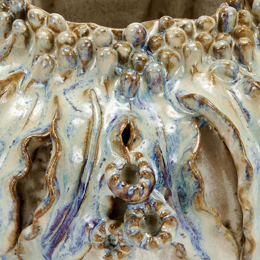 One-Of-A-Kind Ocean Blooms Ceramic Vase ~ Artisan Thai Pottery ~ 4.5" x 2.5"H ~ Beautiful Hand Sculpted ~ Home Decor KV251SC