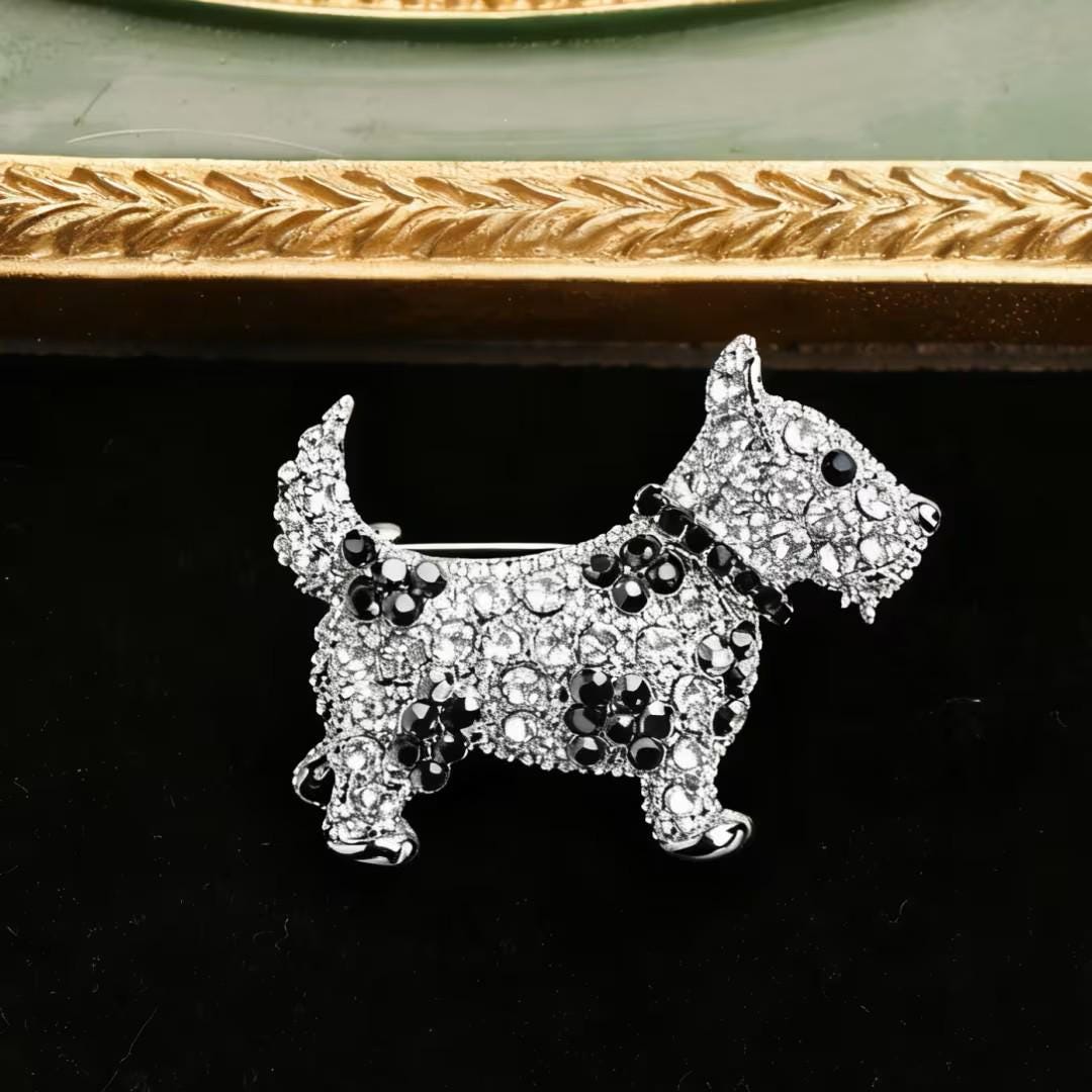 BROOCH ~ Scotty Dog ~ Rhinestones ~ Silver Tone ~ Jewelry, Holidays, Great Gift Idea, Pin