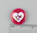 BEAU VERRE ART "Pink Floral Heart Fused Glass Needle Minder"  Magnet  Needleminder  One-of-a-Kind  Handcrafted by Kelly 7224