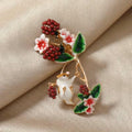 BROOCH ~ Chipmunk & Berries Brooch ~ Gold Tone and Enamel ~ Jewelry, Holidays, Great Gift Idea, Pin