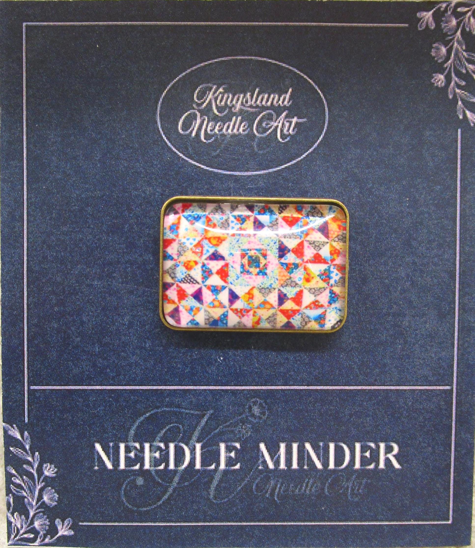 KINGSLAND NEEDLE MINDER ~ Colorful Quilt Needle Minder, Needle Dock, Enamel, Magnet, Needle Garage, Needleminder