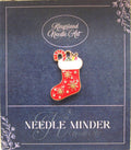 KINGSLAND NEEDLE MINDER ~ Red Christmas Stocking Needle Minder, Needle Dock, Enamel, Magnet, Needle Garage, Needleminder