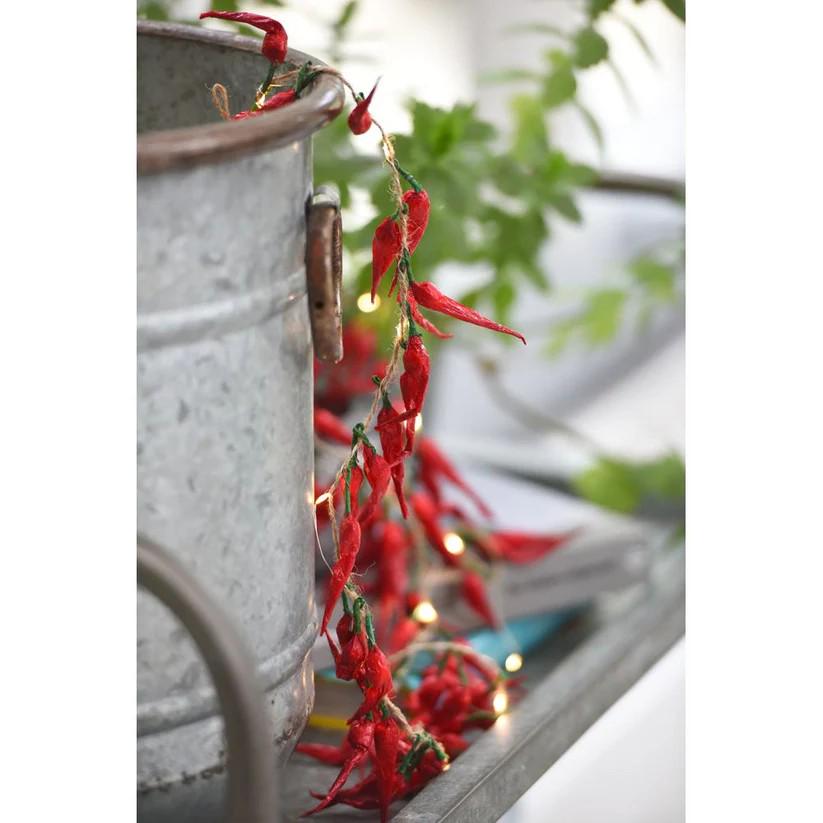 LUMINA OF LONDON ~ Chilli Pepper String Lights ~ Indoor Use Only ~ 20 Warm White Leds Lights ~ Battery Operated ~ 8 Ft ~ New for 2026