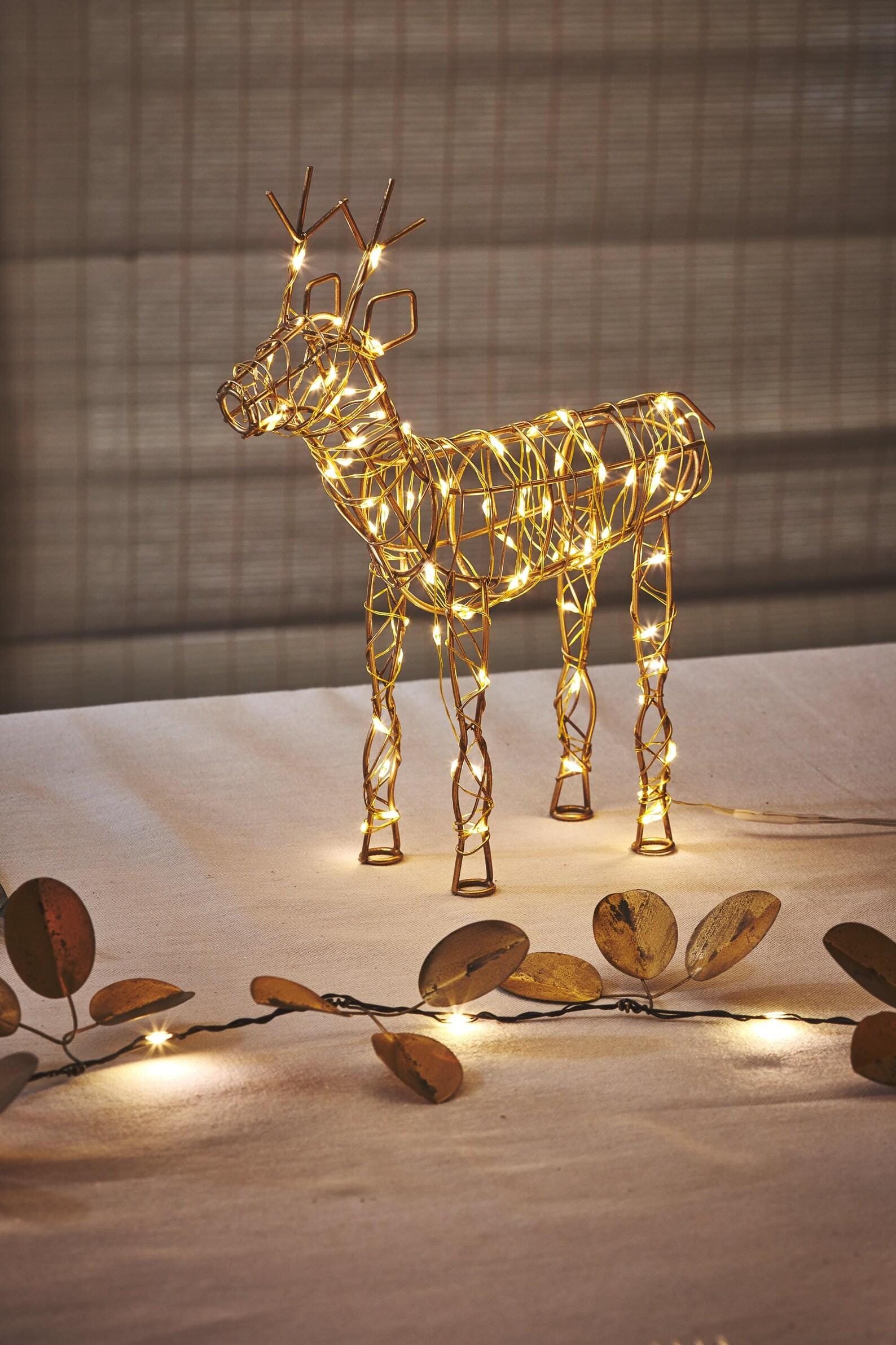 LUMINA OF LONDON ~ Brown Reindeer Light Table Ornament ~ 90 Warm Led Lights ~ For Indoor Use ~ Battery Operated ~ New for 2026