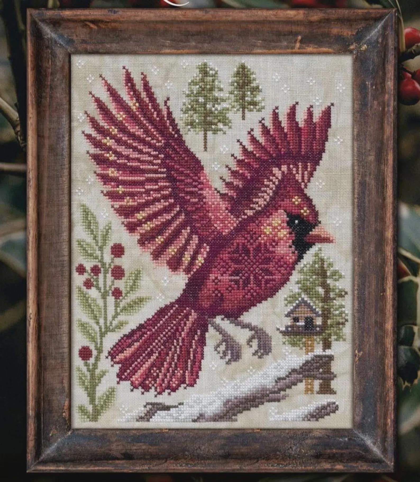 COTTAGE GARDEN SAMPLINGS "The Northern Cardinal" Counted Cross Stitch Pattern, A Time For All Seasons Series #7, Pattern Only