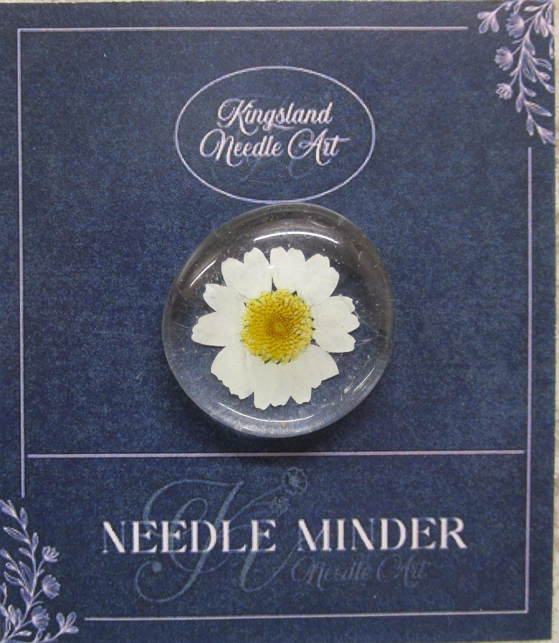 KINGSLAND NEEDLE MINDER "Pressed Floral Glass Needle Minder"  Real Dried Flowers  Neodymium Magnet  Needle dock  One-of-a-Kind