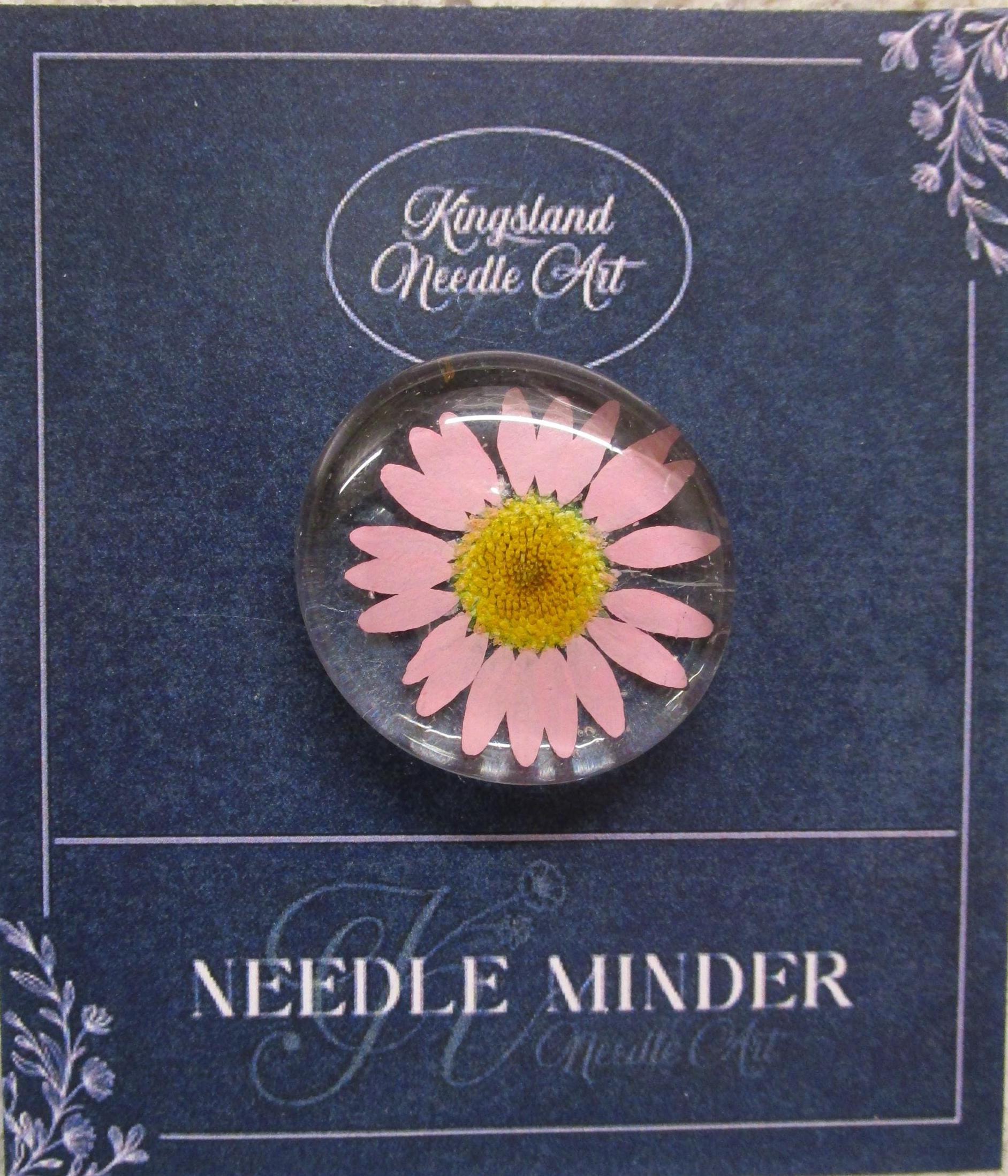 KINGSLAND NEEDLE MINDER "Pressed Floral Glass Needle Minder"  Real Dried Flowers  Neodymium Magnet  Needle dock  One-of-a-Kind