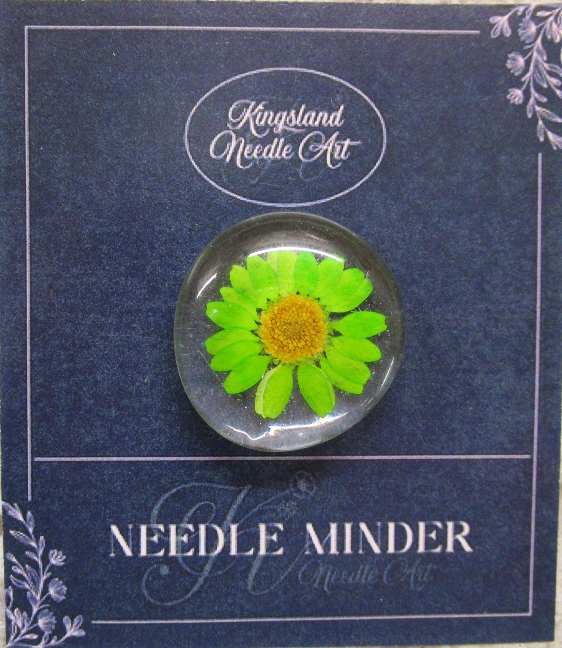 KINGSLAND NEEDLE MINDER "Pressed Floral Glass Needle Minder"  Real Dried Flowers  Neodymium Magnet  Needle dock  One-of-a-Kind