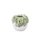 One-Of-A-Kind Green Leaf Design White Ceramic Vase ~ Artisan Thai Pottery ~ 4.75"H, 6"W," ~ Beautifully Hand Sculpted ~ Home Decor ~ KV245XS