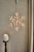 LUMINA OF LONDON ~ Lumi Metal Snowflake ~ 120 Warm White Led Lights ~ Sleek Metal Design ~ Battery Power ~ 16" Diameter ~ Holiday Decor