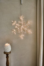 LUMINA OF LONDON ~ Lumi Metal Snowflake ~ 120 Warm White Led Lights ~ Sleek Metal Design ~ Battery Power ~ 16" Diameter ~ Holiday Decor