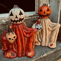 Halloween Decor - 2 pcs. 5" Pumpkin Costume Figurines ~ Made of Resin ~ Halloween Decorations