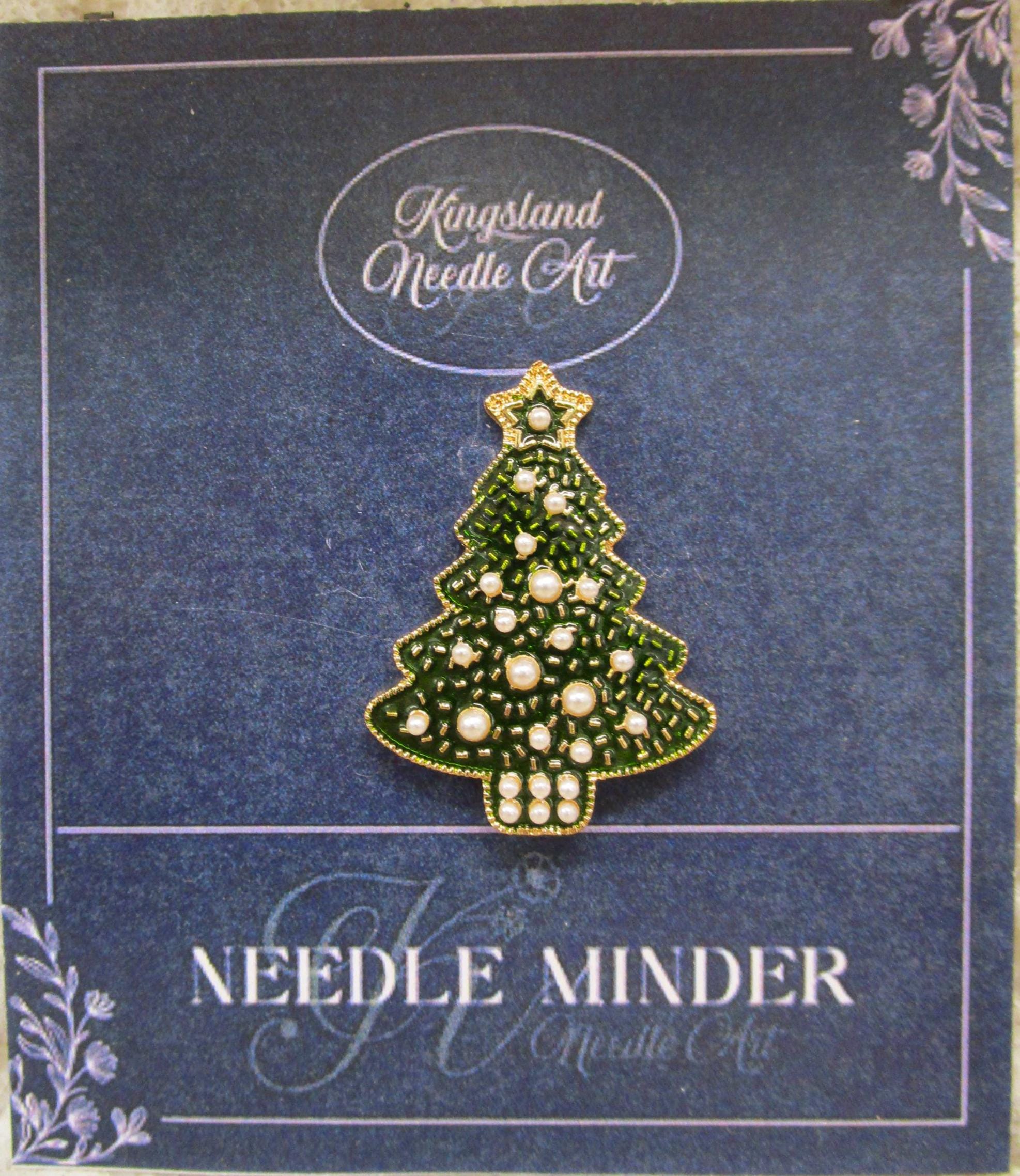 KINGSLAND NEEDLE MINDER ~ Green Christmas Tree Needle Minder, Needle Dock, Swarovski Crystal Enamel Magnet, Needle Garage, Needleminder
