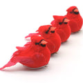 Seasonal Decor ~ 2.3" Artificial Feathered Red Cardinal Birds ~ Set of 4 Clip-On Christmas Tree Ornaments ~ Christmas Decor K133