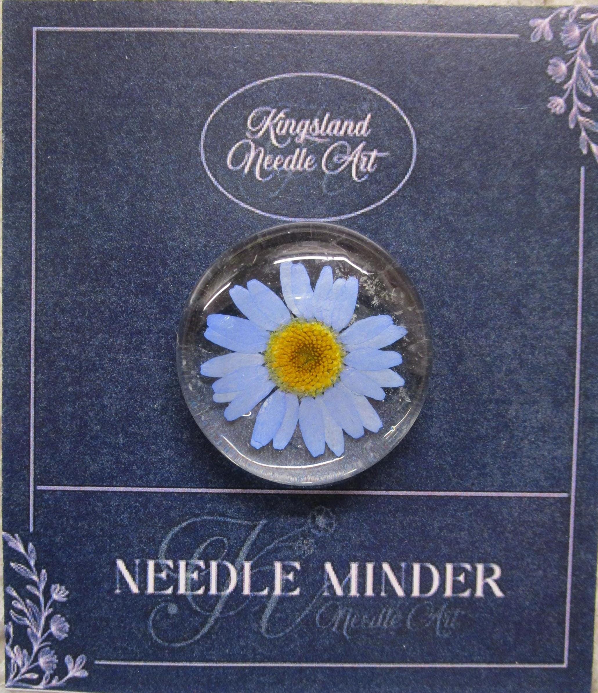 KINGSLAND NEEDLE MINDER "Pressed Floral Glass Needle Minder"  Real Dried Flowers  Neodymium Magnet  Needle dock  One-of-a-Kind