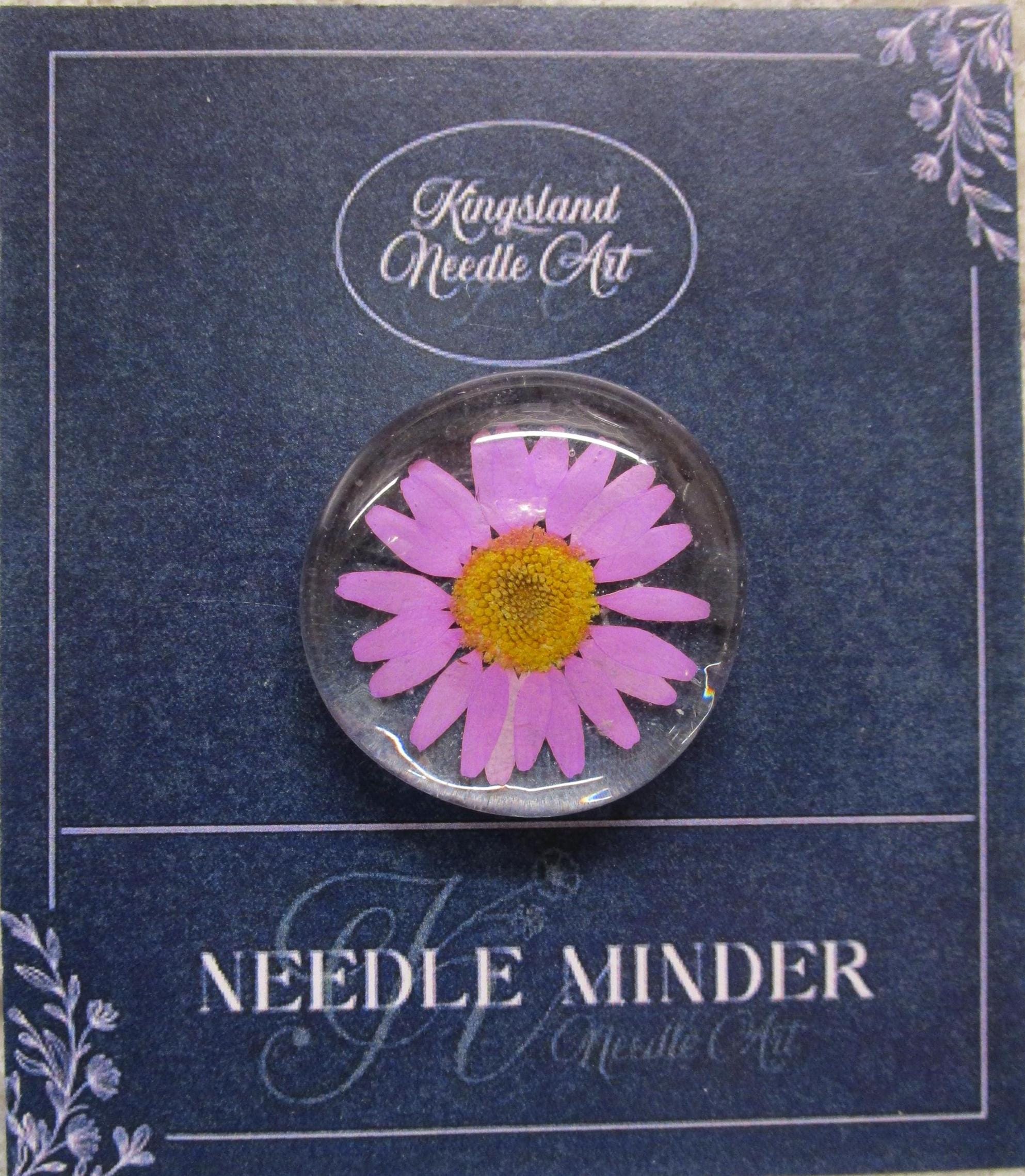KINGSLAND NEEDLE MINDER "Pressed Floral Glass Needle Minder"  Real Dried Flowers  Neodymium Magnet  Needle dock  One-of-a-Kind