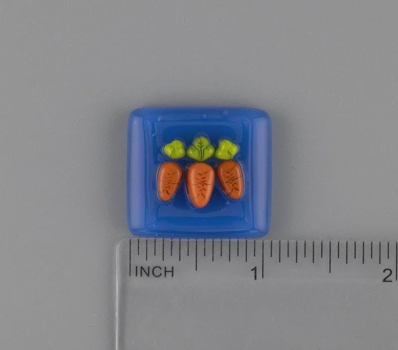 BEAU VERRE ART "Bunch of Carrots Fused Glass Needle Minder"  Magnet  Easter  One-of-a-Kind, Handcrafted with Love by Kelly