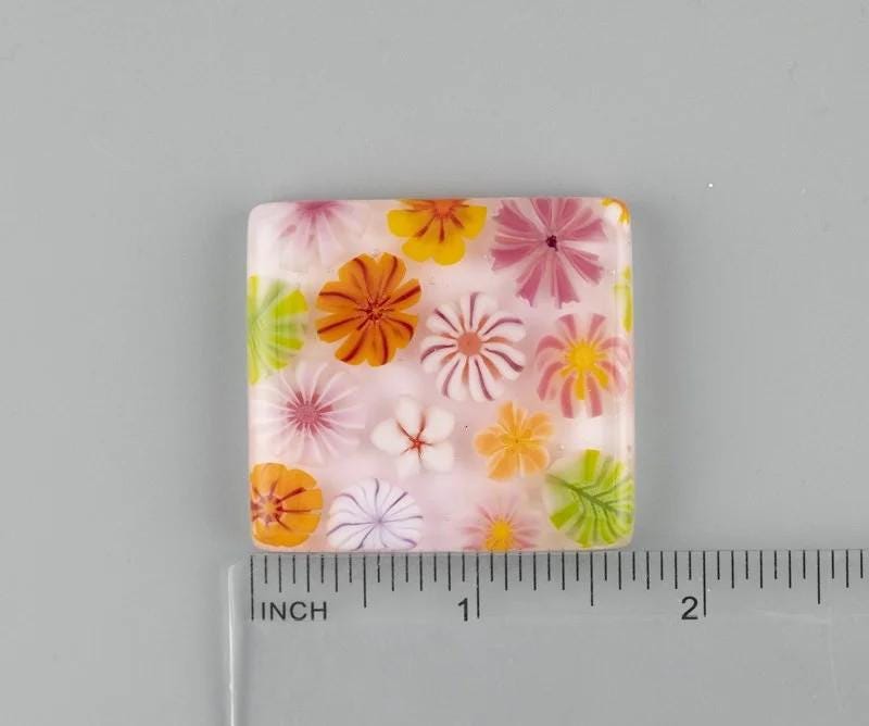 BEAU VERRE ART "Floral Fused Glass Needle Minder"  Fused Glass  Magnetic  Beautiful Colors, Needleminder, One-of-a-Kind, Handcrafted 7274