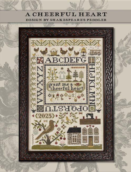 SHAKESPEARE'S PEDDLER "A Cheerful Heart" Counted Cross Stitch Pattern, Sampler, Nashville Needlework Market 2026, Pattern Only
