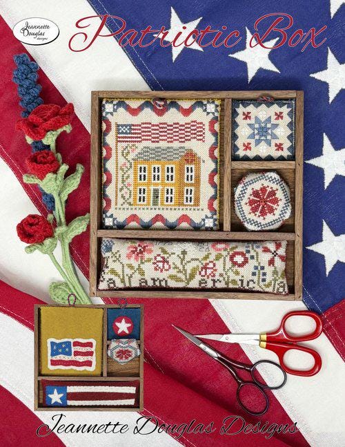 JEANNETTE DOUGLAS DESIGNS "Patriotic Box", Nashville Needlework Market 2026, Counted Cross Stitch Pattern, Chart, Pattern Only