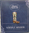 KINGSLAND NEEDLE MINDER ~ Brown & Turquoise Cowboy Boot Needle Minder, Needle Dock, Canvas Magnet, Needle Garage, Needleminder